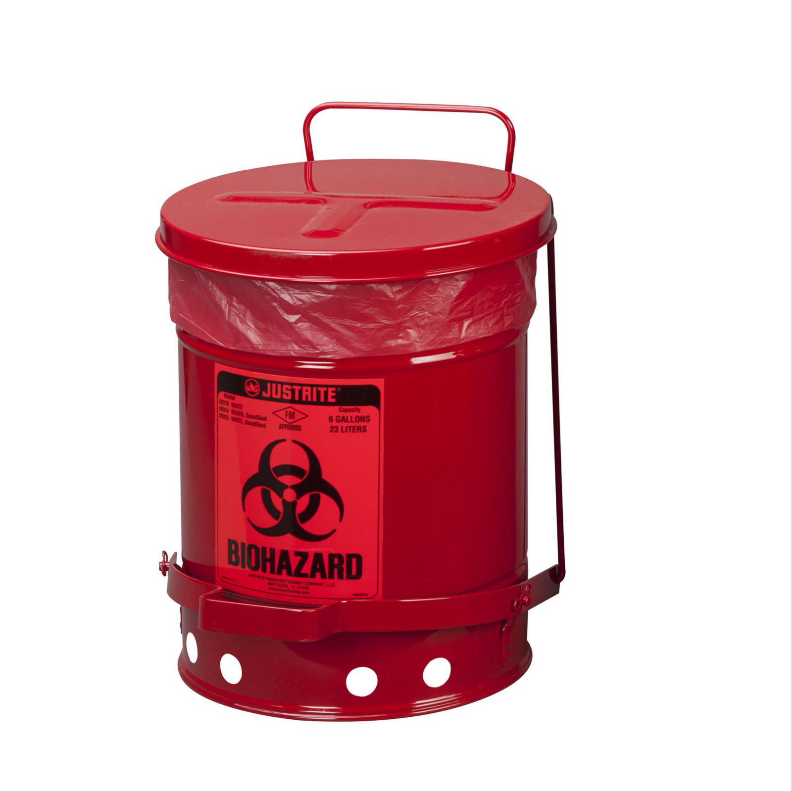 Biohazard Waste Cans, 6 Gallon
