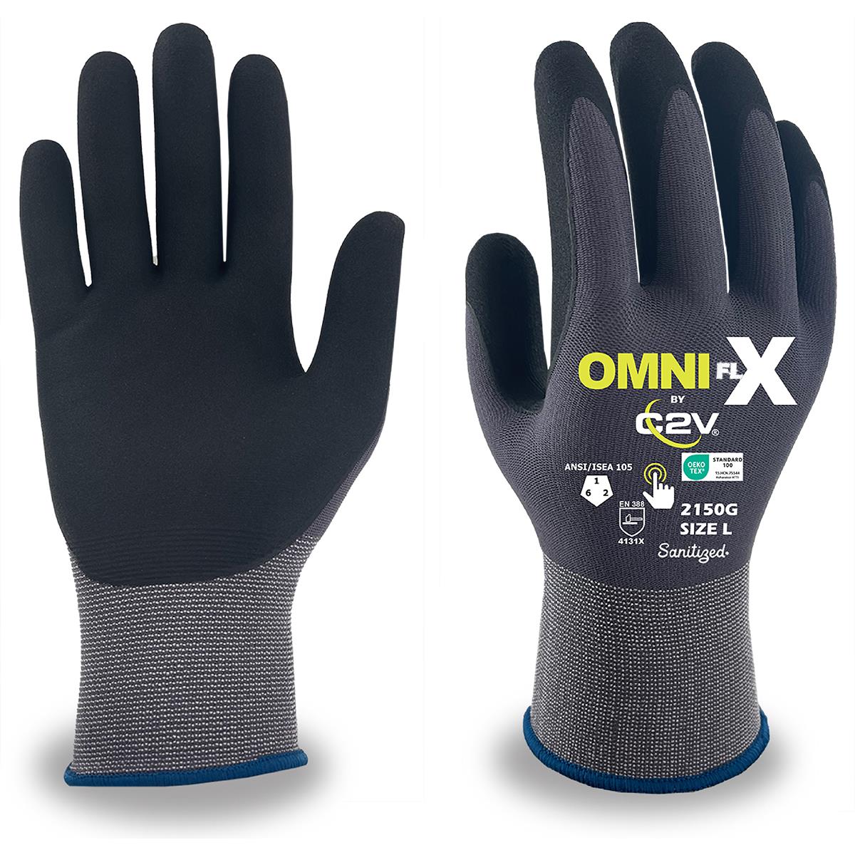 Omni FLX 2150G, Black Micro Foam Palm Coated, 15 Gauge, Cut Level A1