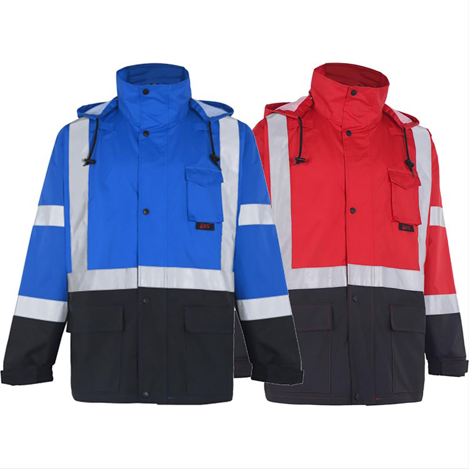 Safety Products Inc - Multi Color Premium Hooded Rain Coat Black Bottom