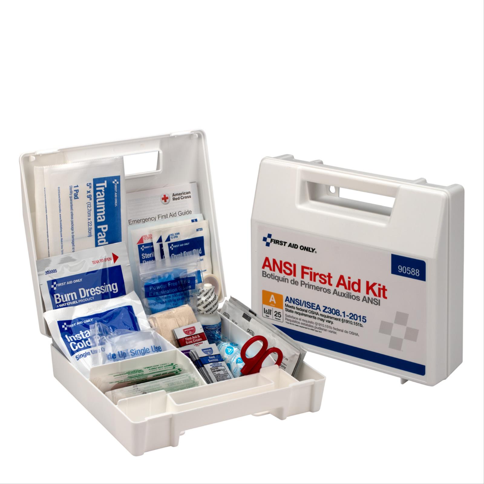 First Aid Only® ANSI A, 25 Person Bulk Plastic First Aid Kit With Dividers
