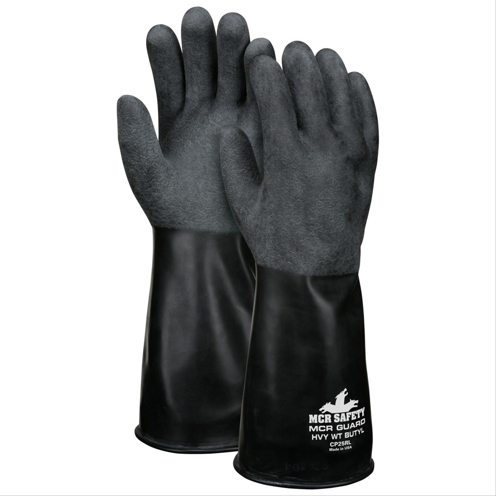 Butyl Rubber Glove with Rough Finish, Gauntlet Rolled Cuff