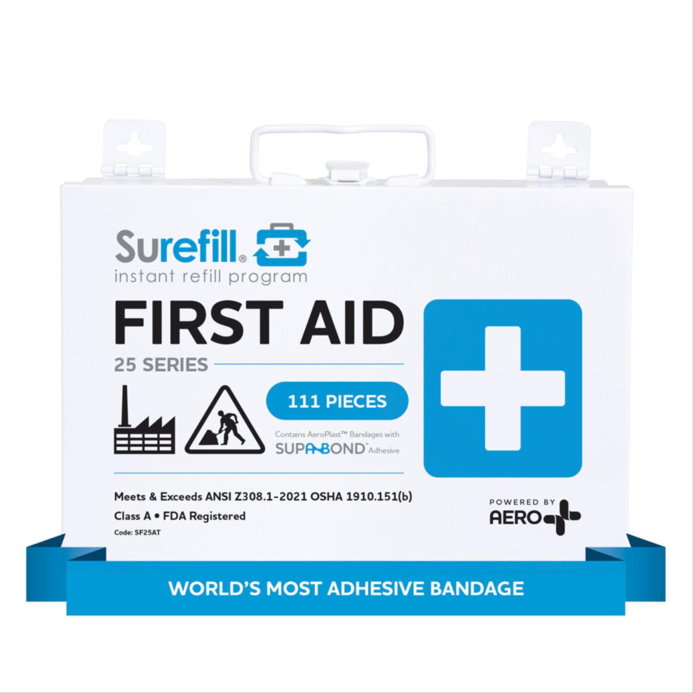 SUREFILL™ 25 Person ANSI 2021 A+ First Aid Kit, Metal Case