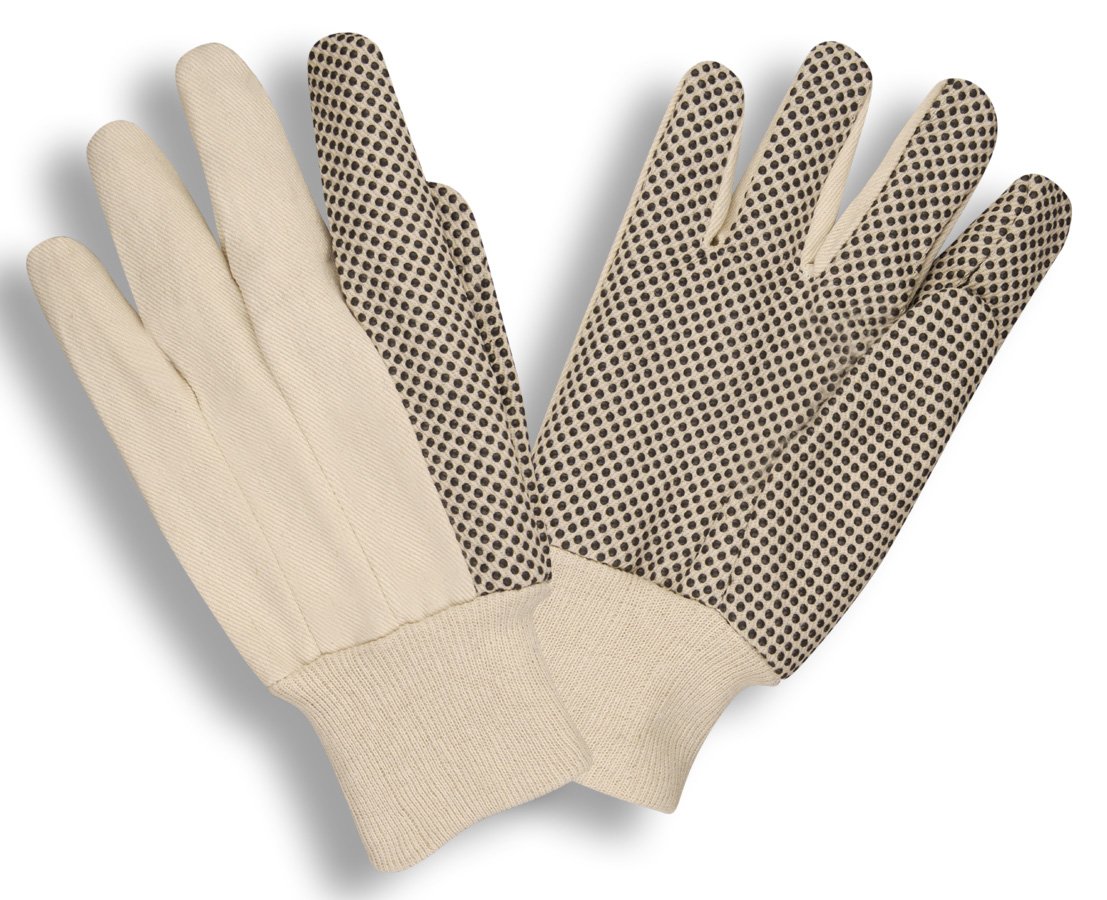 Cotton Canvas Gloves, with PVC Dots