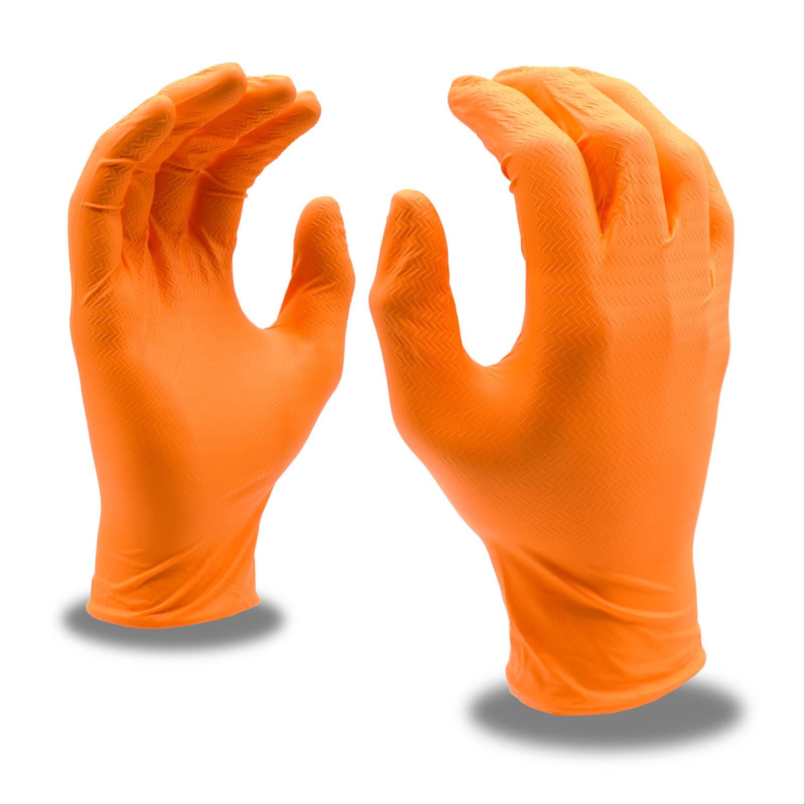Nitri-Cor® Z-Tread, Nitrile Disposable Gloves, Powder Free, Orange