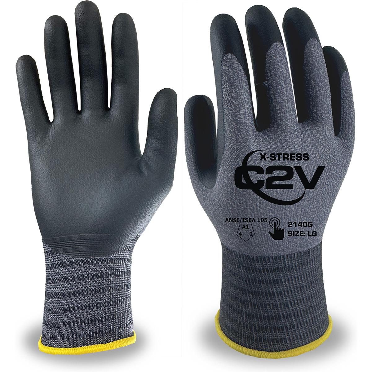 X-STRESS 2140G, 15 Gauge, Black Micro Foam Nitrile Palm Coated, Cut Level A1