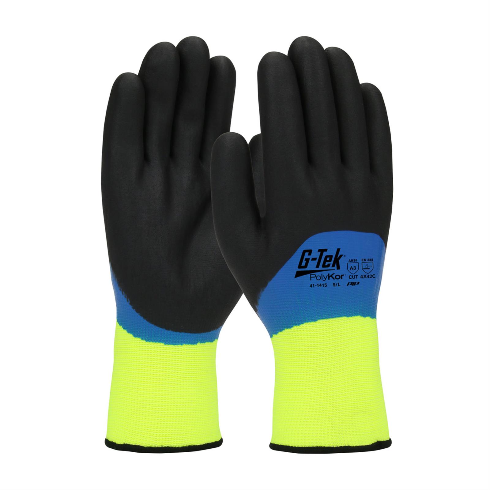 G-Tek&reg; PolyKor&reg; Hi-Vis Glove, Double-Dipped Nitrile Coating, Cut Level A3
