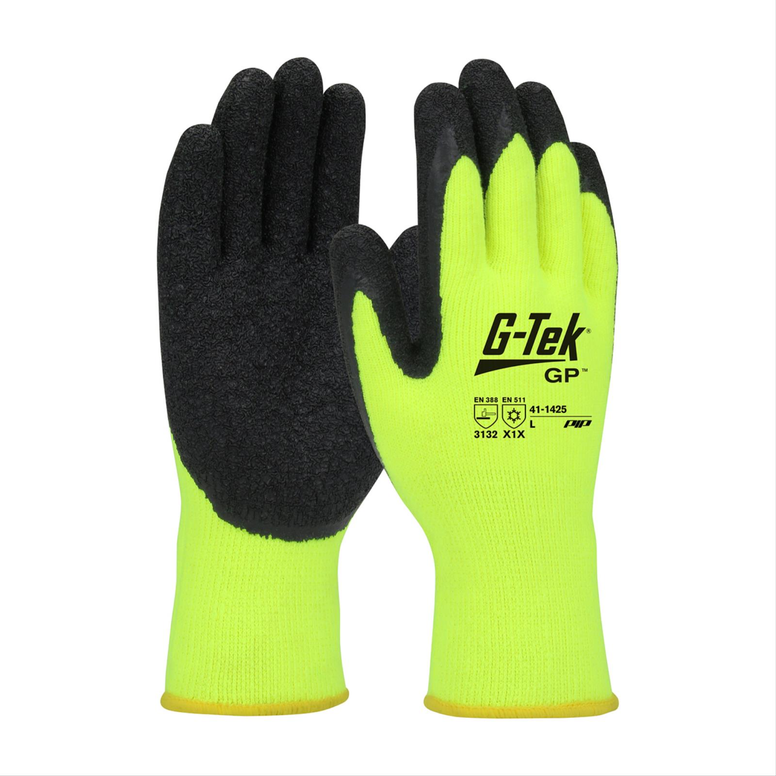 G-Tek&reg; GP&trade; Hi-Vis Seamless Knit Brushed Acrylic Gloves, Latex Coat