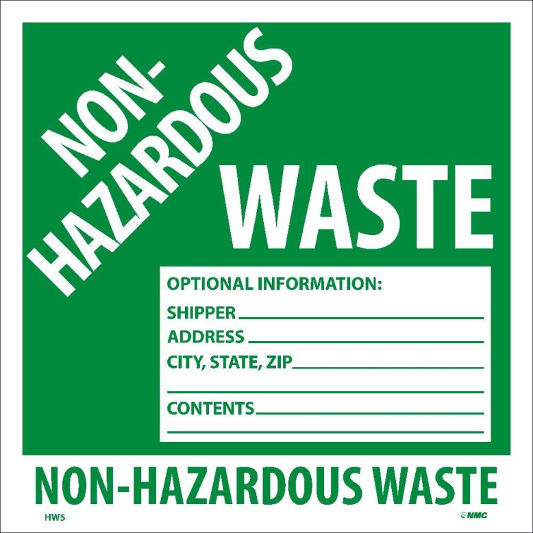 Non-Hazardous Waste Hazmat Label