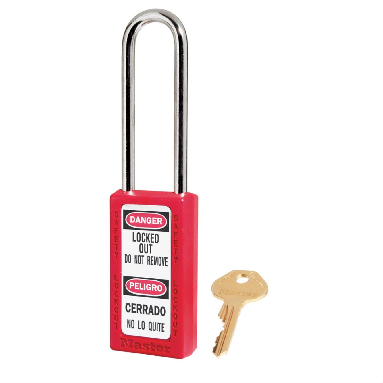 Aluminum Zenex™ Thermoplastic Lockouts, 411 series, 1.5" Wide Body and 1.5" or 3" Long Shackle