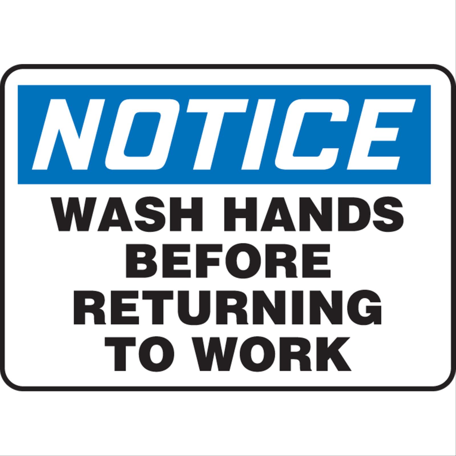Notice Wash Hands Before Returning To Work Signs
