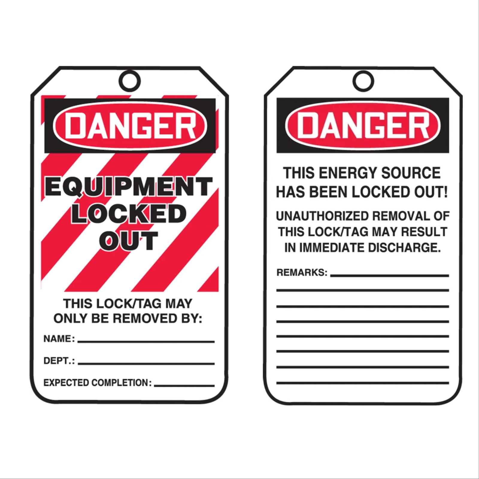 Lockout Tags, Equipment Locked Out