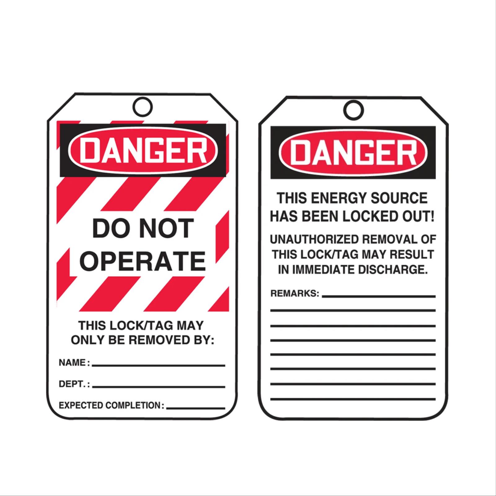 OSHA Danger Lockout, Do Not Operate Tag