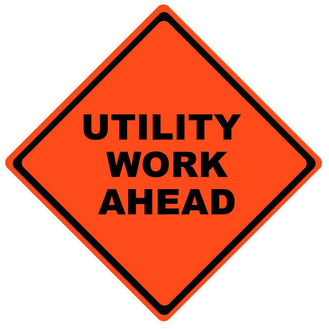 Utility Work Ahead Roll Up Work Zone Signs