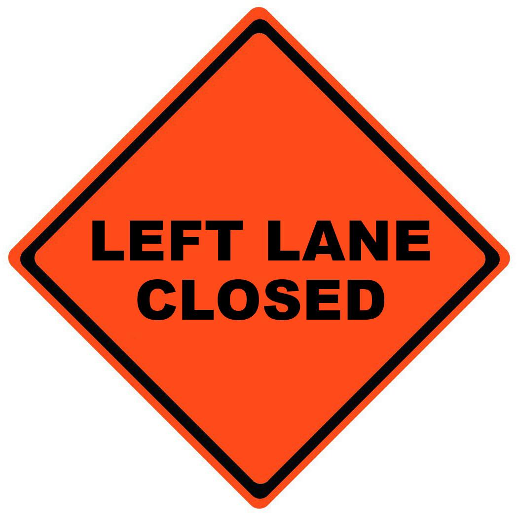 Left Lane Closed Roll Up Work Zone Signs