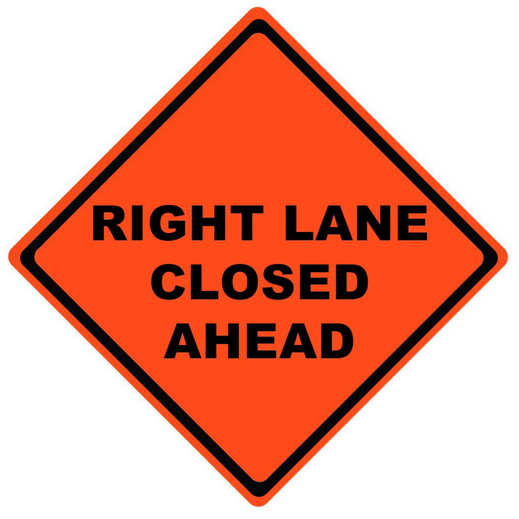 Right Lane Closed Ahead Roll Up Work Zone Signs