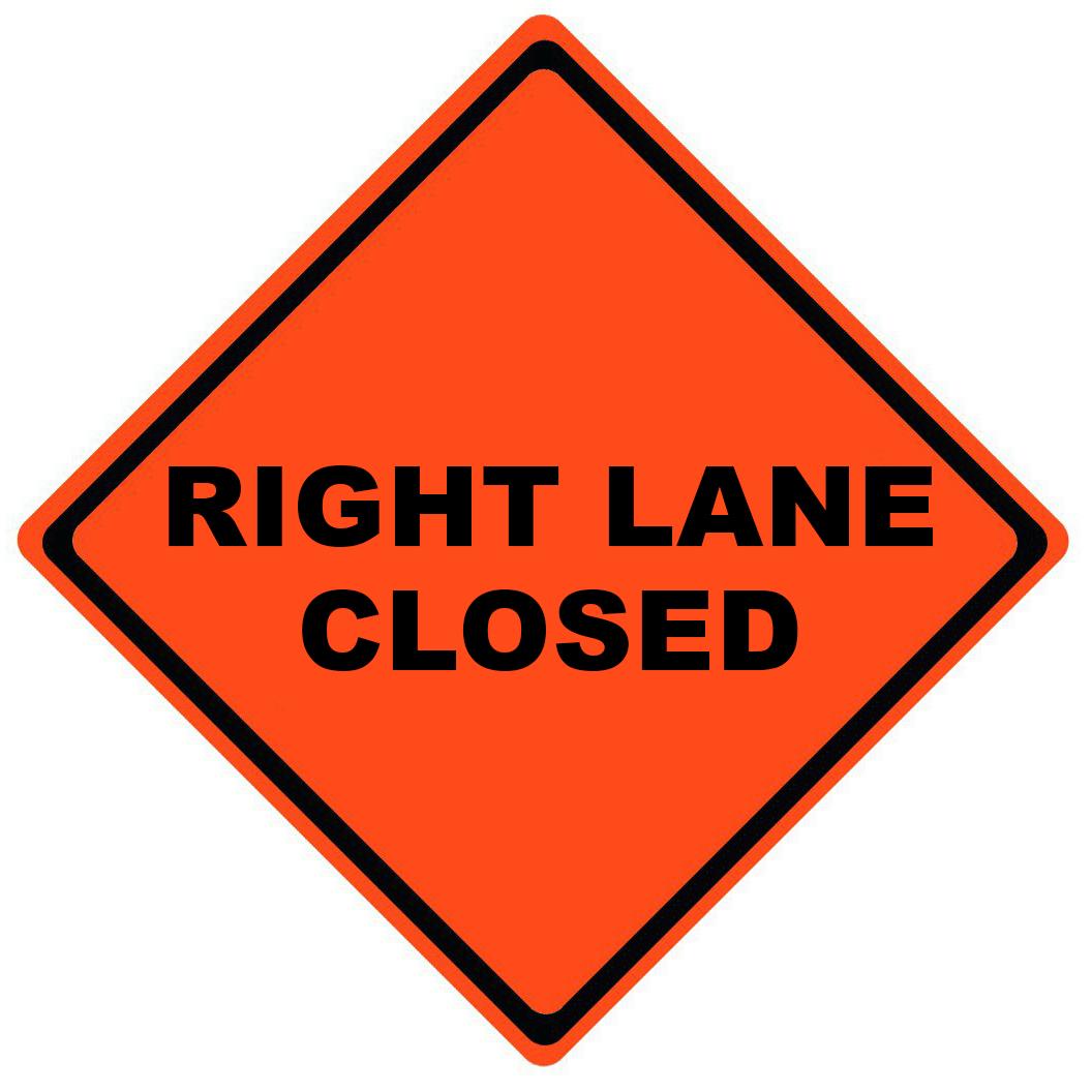 Right Lane Closed Roll Up Work Zone Signs