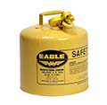 Type I and Type II safety cans are used to store and dispense flammable liquids like diesel, gasoline, or oil to prevent fires, spills and explosions.