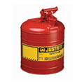 Gasoline and other combustible liquids are transported or stored in safety cans. They lessen spills and reduce vapor leaks.